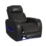 Prime Time P3 Recliner with LED and wireless charger pocket in Jett Black with Red Stitching