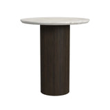 Sylvie Round End Table with White Faux Marble Top and Base