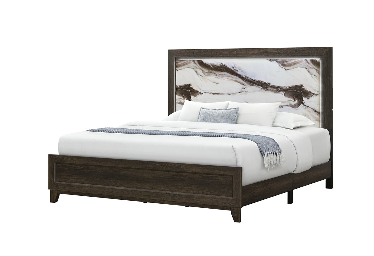 Harmony Brown Bed with LED