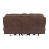 Atlantis Power Motion Loveseat with Power Motion Head Recliner & Console in Heritage Brown