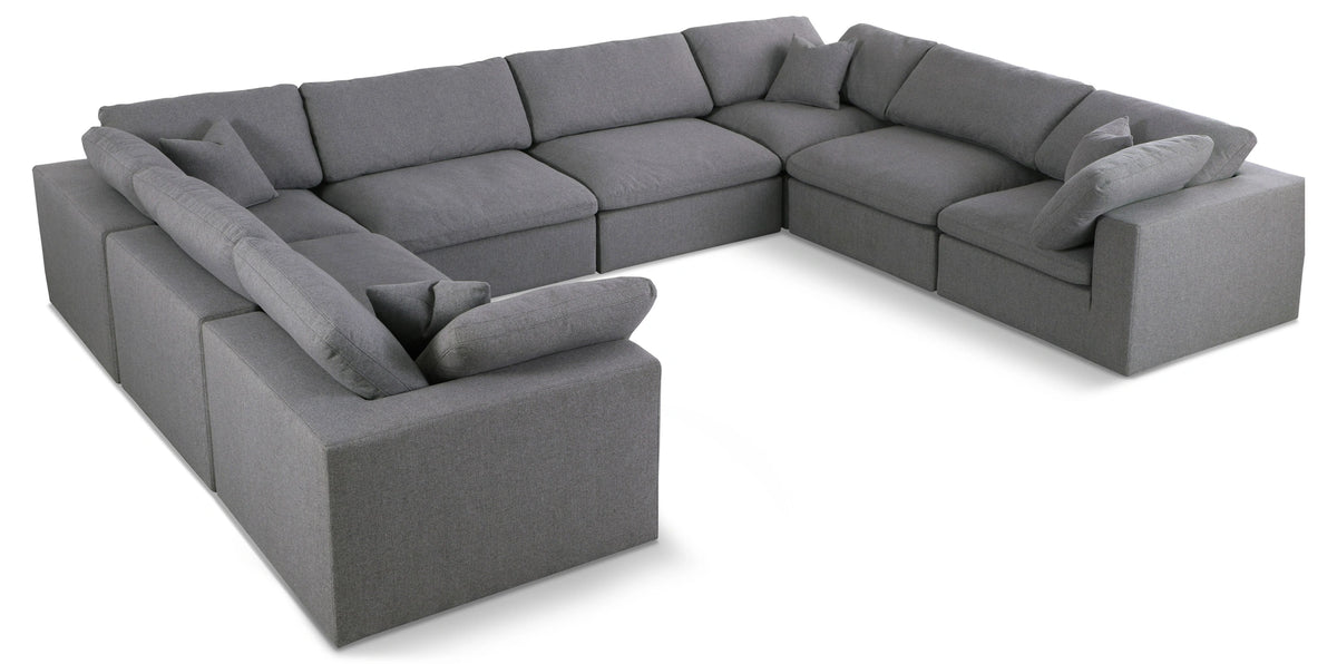 Serene Grey Linen Fabric Deluxe Cloud Modular Sectional