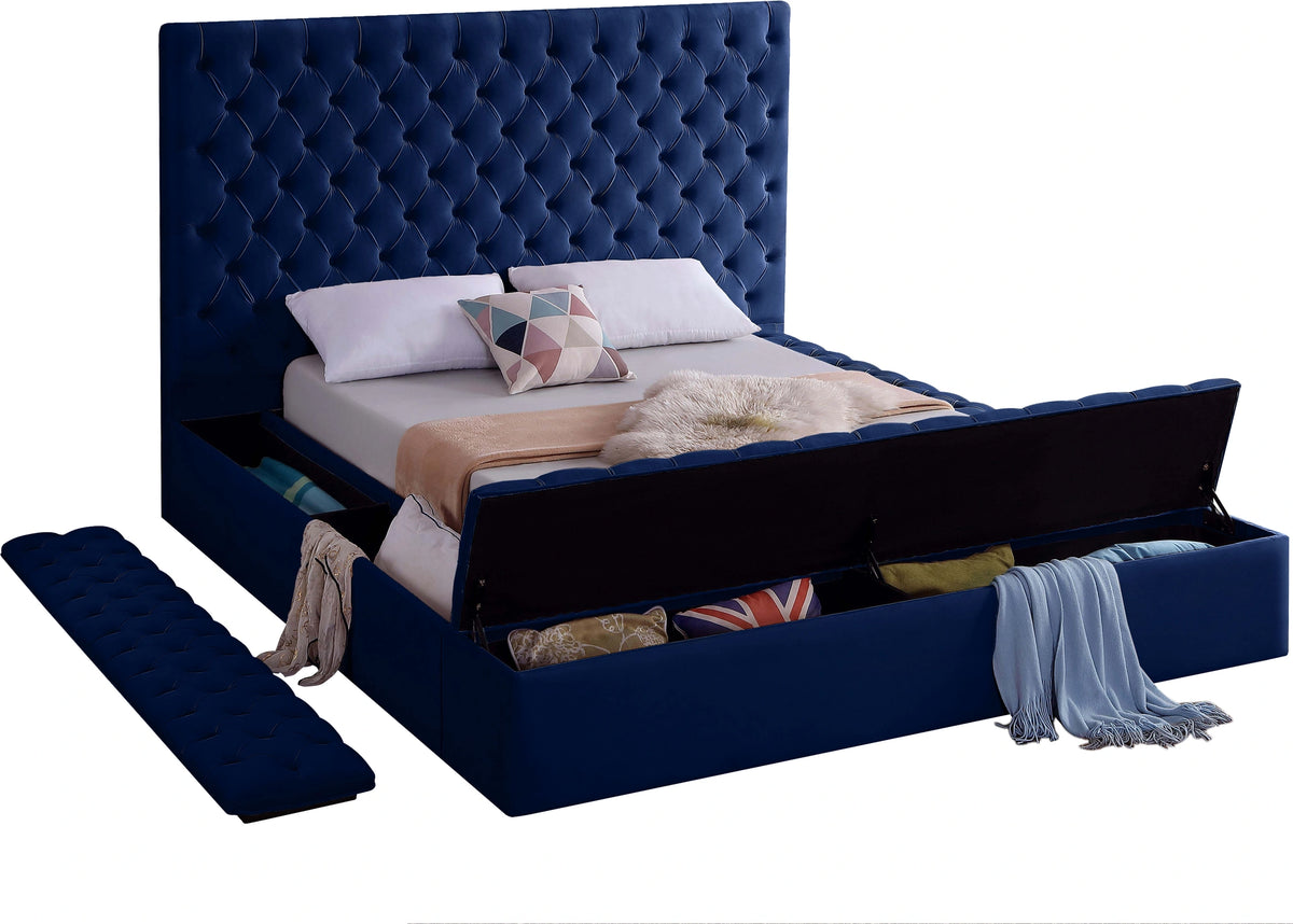 Bliss Navy Velvet King Bed (3 Boxes)