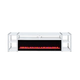 Midway 80"" TV Console with Firelight in White