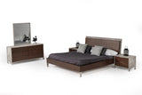 Conner Modern Dark Walnut & Faux Concrete Bed