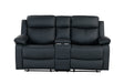 U6026 Black Pu 72A Console Reclining Loveseat with LED and Speaker