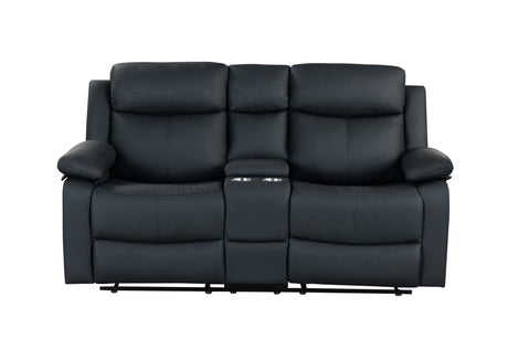 U6026 Black Pu 72A Console Reclining Loveseat with LED and Speaker