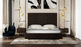 Daystar - Modern Dark Brown Velvet & Gold Bed