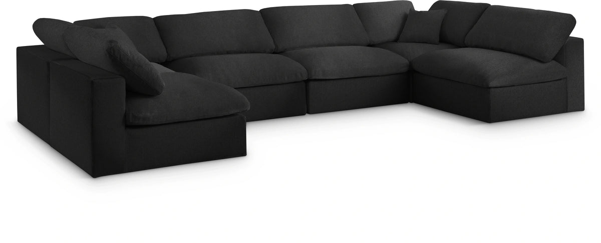 Serene Black Linen Fabric Deluxe Cloud Modular Sectional