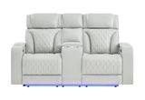 U8611 Blanche Pwr Con Rec Loveseat with PHR, LED and Speaker