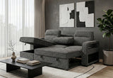 U2601 Dark Grey Reversible Sofa Bed with Drop Down Table and Speaker