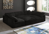 Cozy Black Velvet Cloud Modular Sectional