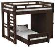 Elements International Cali Kids Twin Over Twin Basic Loft Bed with Desk in Brown image