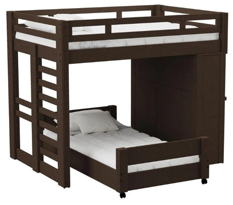 Elements International Cali Kids Twin Over Twin Basic Loft Bed with Desk in Brown image