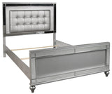 New Classic Furniture Valentino California King Upholstered Lighted Bed in Silver
