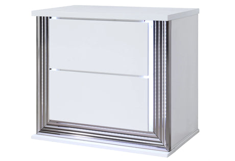 Ylime Smooth White Nightstand with LED