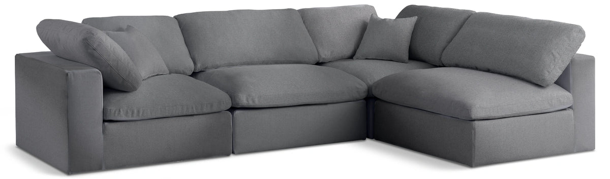Serene Grey Linen Fabric Deluxe Cloud Modular Sectional