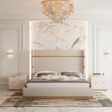 Sterling Modern Beige Bonded Leather & Gold Bed