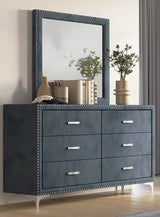 Crown Mark Furniture Lucinda 6 Drawer Dresser in Gray
