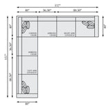 Helena Fabric Sectional Metal Foot