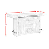 Rogen Rustic Bar Table with Ice Tray, USB and Power in Rustic White