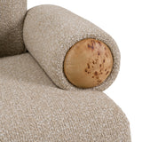 Odette - Modern Beige Fabric + White Burl Loveseat Sofa
