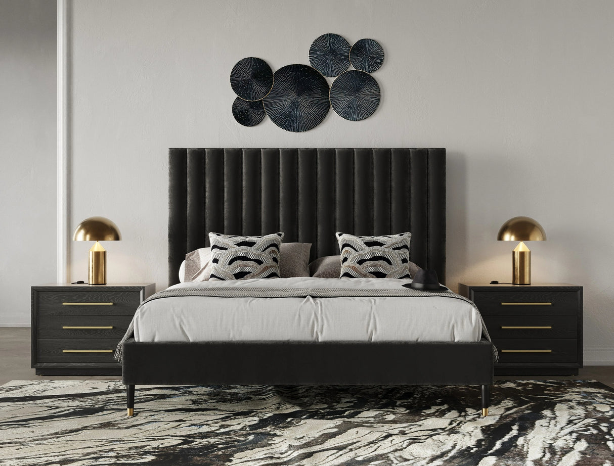 Hemlock - Modern Dark Grey Velvet Bed