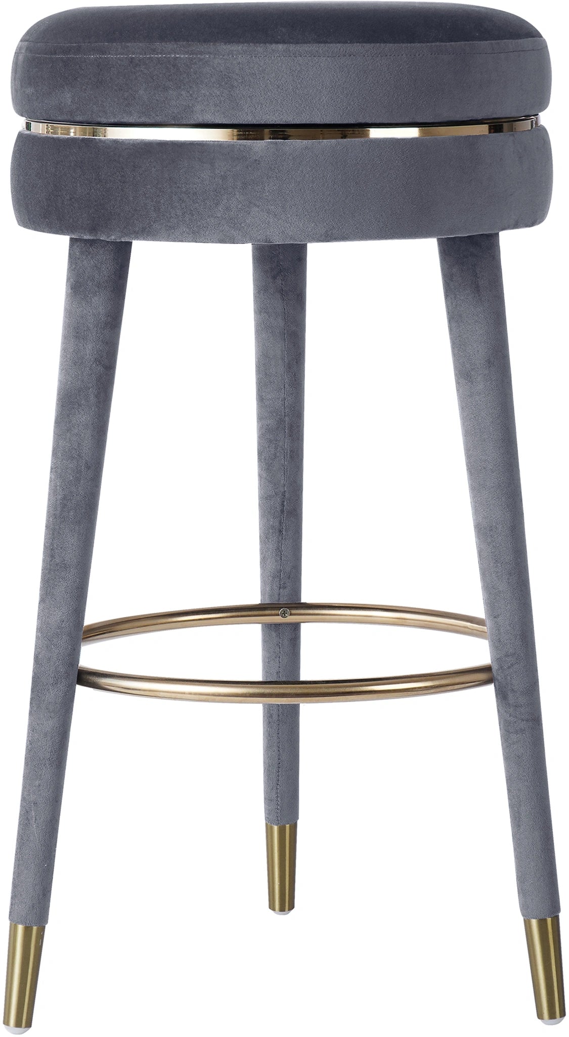 Coral Grey Velvet Bar Stool
