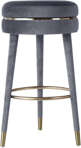 Coral Grey Velvet Bar Stool