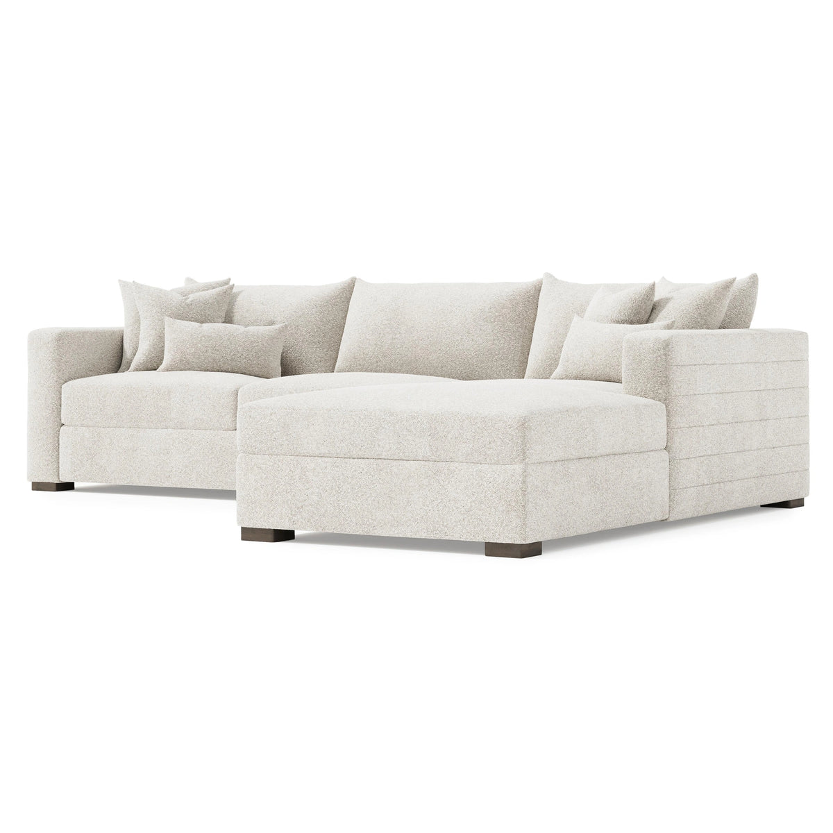 Helena Fabric Sectional Wood Foot
