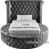 Luxus Grey Velvet Twin Bed (3 Boxes)