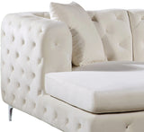 Gail Cream Velvet 3pc. Sectional