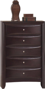 Elements International Emily 5 Drawers Chest in Espresso Lacquer image