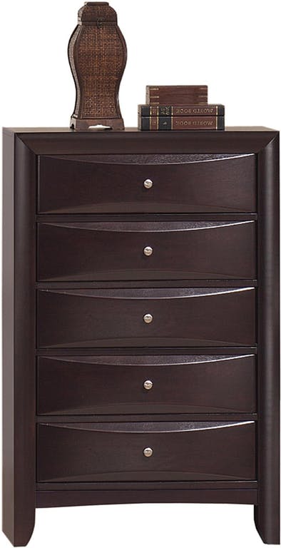 Elements International Emily 5 Drawers Chest in Espresso Lacquer image