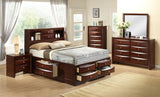 Elements International Emily King Storage Bed in Espresso Lacquer