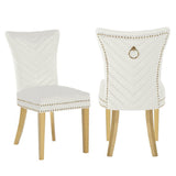Galaxy Home Eva Gold Legs Dining Chair (Set of 2) in Beige image