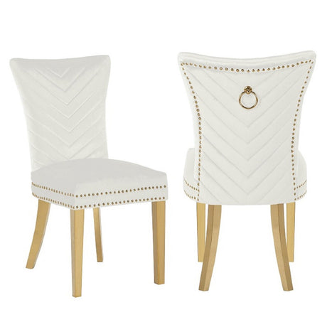 Galaxy Home Eva Gold Legs Dining Chair (Set of 2) in Beige image