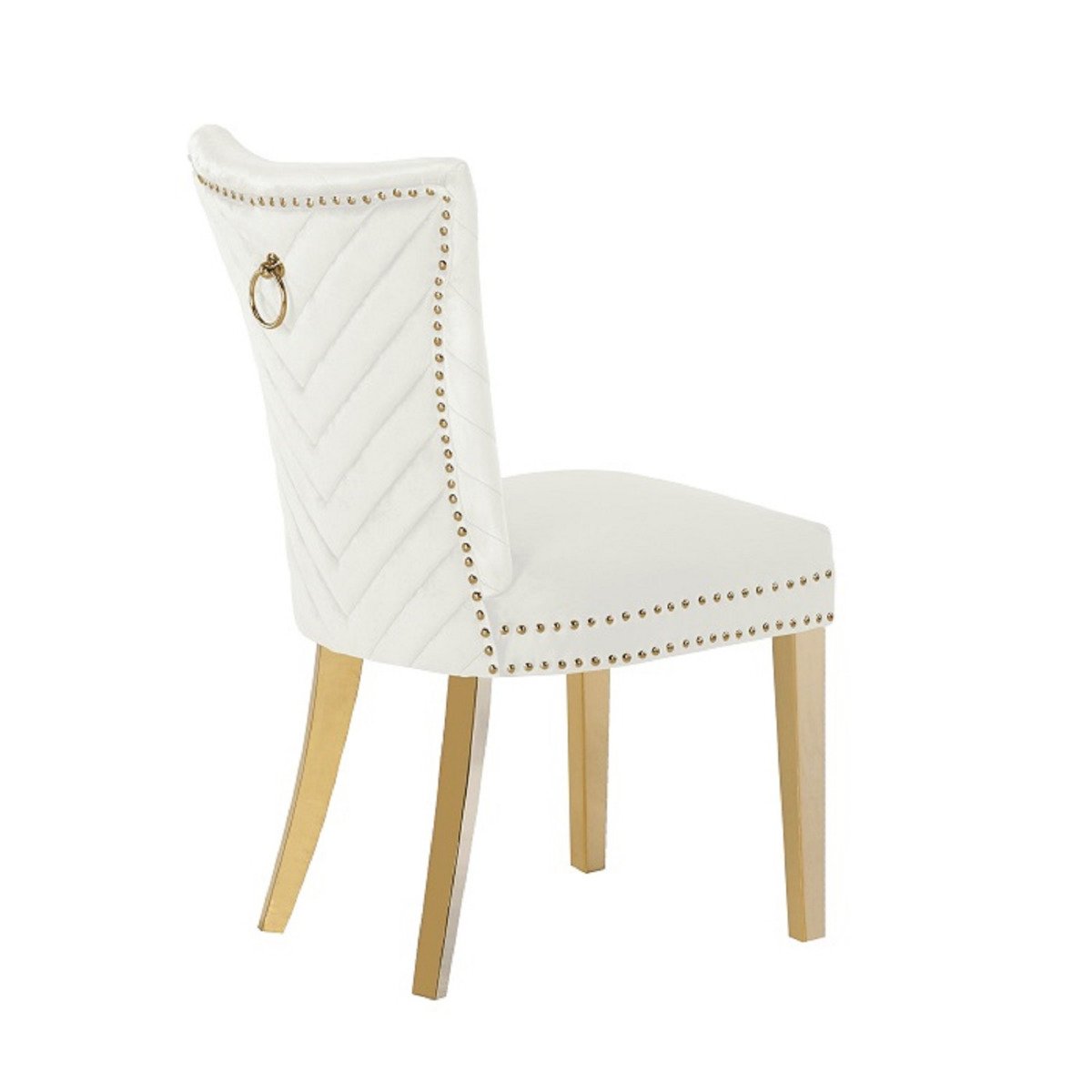 Galaxy Home Eva Gold Legs Dining Chair (Set of 2) in Beige