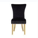 Galaxy Home Eva Gold Legs Dining Chair (Set of 2) in Black