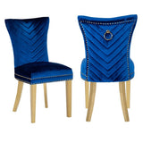 Galaxy Home Eva Gold Legs Dining Chair (Set of 2) in Blue image