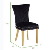 Galaxy Home Eva Gold Legs Dining Chair (Set of 2) in Black