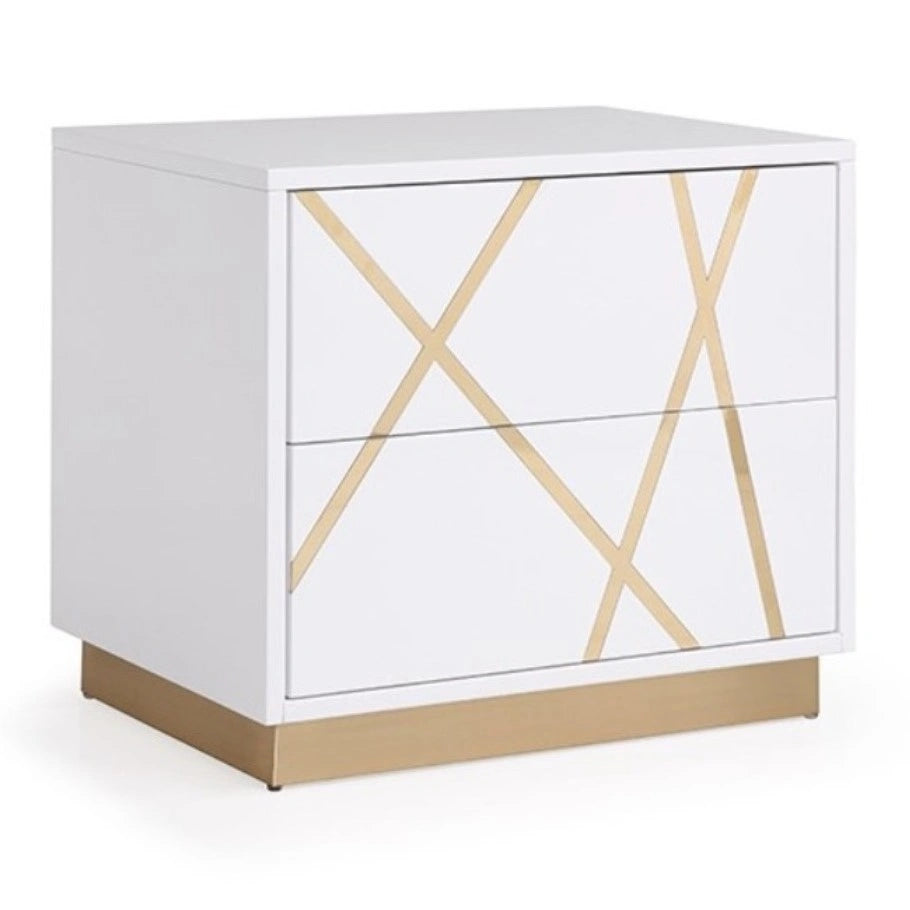 Nixa - Modern White + Gold Bedroom Set