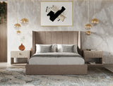 Roma - Modern Taupe Microfiber Upholstered Bed