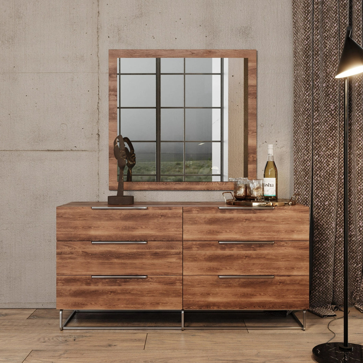 Lorenzo Italian Modern Light Oak 4-Piece Bedroom Set