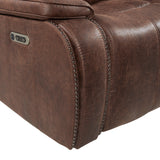 Atlantis Power Motion Loveseat with Power Motion Head Recliner & Console in Heritage Brown