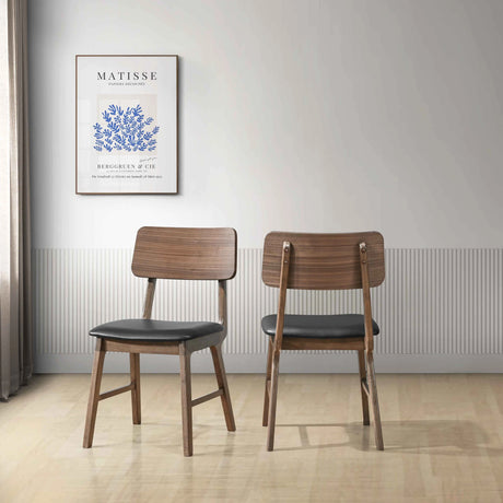 Thea Wood Back Side Chair W/Black Seat (2 Per Carton)-Walnut