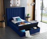 Kiki Navy Velvet Twin Bed (3 Boxes)