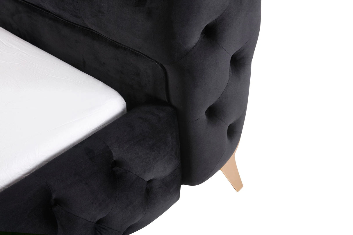 Legend - Modern Black Velvet & Rosegold Bed