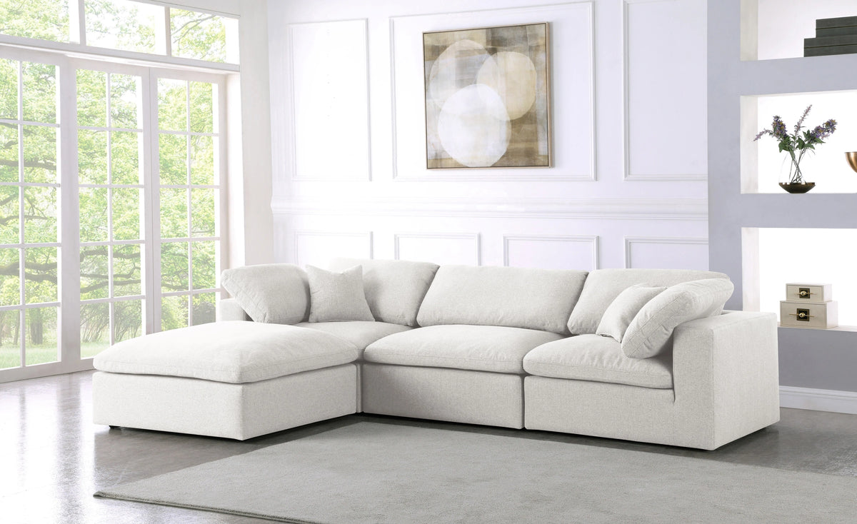 Serene Cream Linen Fabric Deluxe Cloud Modular Sectional