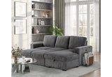 U2660 Grey L Sofa Bed Sectional with Pullout