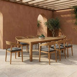 Evora + Sintra - Outdoor Eucalyptus + Grey Olefin 9-Piece Dining Set